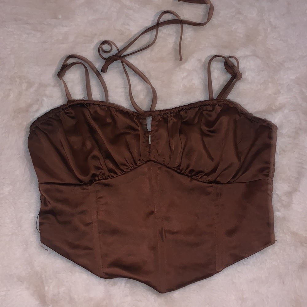 Pacsun brown silky Corset top